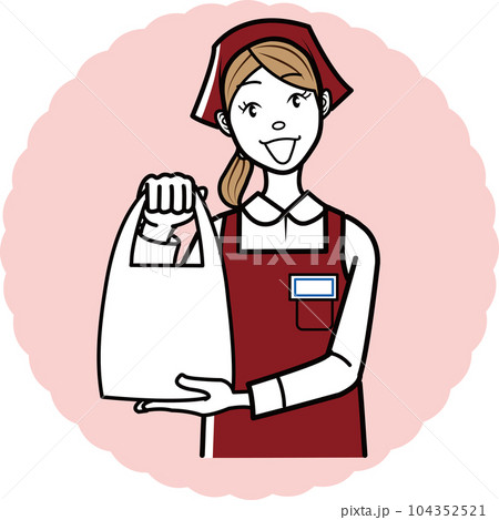 商品をお渡しする店員さん 商品をお渡しする店員さん 104352521