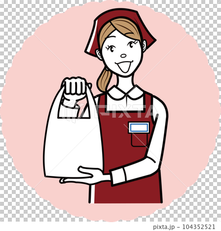 商品をお渡しする店員さん 商品をお渡しする店員さん 104352521