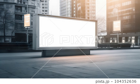 Blank Billboard Stealing the City Spotlight. created with Generative AI 104352636