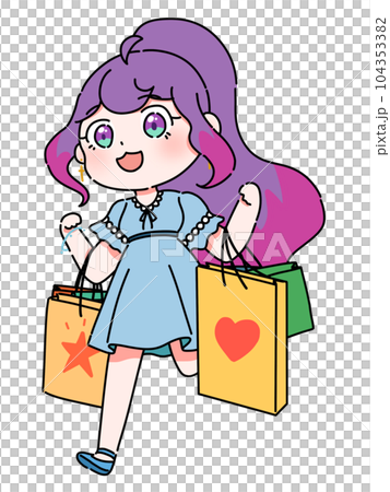開心逛街的紫髮少女 104353382