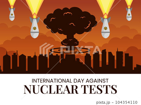 International Day Against Nuclear Tests Vector Illustration on August 29 with Ban Sign Icon, Earth and Rocket Bomb in Hand Drawn Templates 104354110