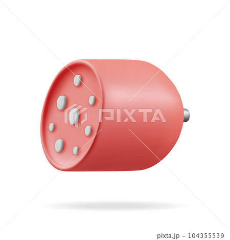 3D Slice of Ham or Sausage Isolated 104355539