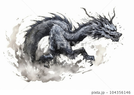 水墨画の龍のイラスト「AI生成画像」 104356146
