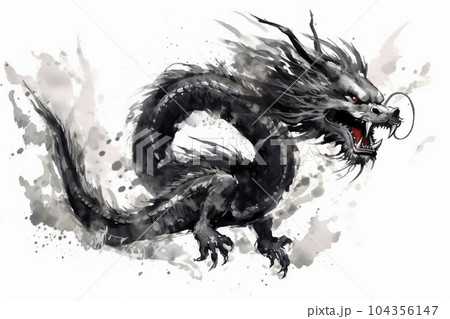 水墨画の龍のイラスト「AI生成画像」 104356147