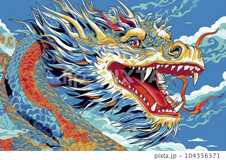 カラフルな龍のイラスト「AI生成画像」のイラスト素材 [104356371] - PIXTA