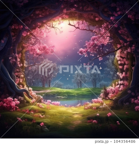 A beautiful secret fairytale garden with flower arch and colorful greenery A beautiful secret fairytale garden with flower arch and colorful greenery 104356486