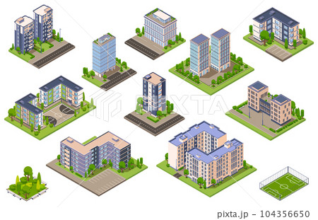 City Blocks Isometric Setのイラスト素材 [104356650] - PIXTA
