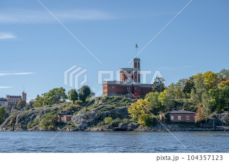 beautiful historical Kastellet citadel on islet Kastellholmen in central Stockholm Sweden beautiful historical Kastellet citadel on islet Kastellholmen in central Stockholm Sweden 104357123