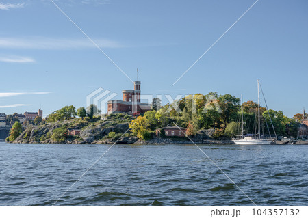 beautiful historical Kastellet citadel on islet Kastellholmen in central Stockholm Sweden beautiful historical Kastellet citadel on islet Kastellholmen in central Stockholm Sweden 104357132