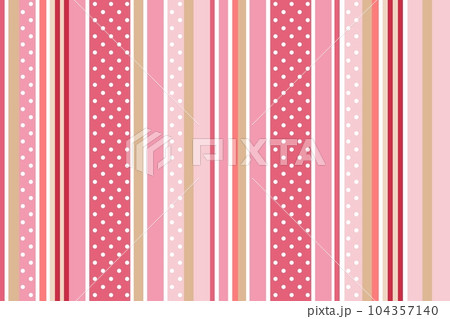 赤とピンクのストライプ柄とドット柄の背景 104357140