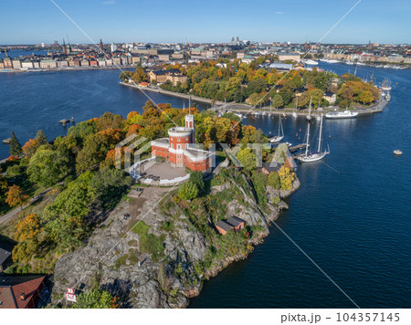 beautiful historical Kastellet citadel on islet Kastellholmen in central Stockholm Sweden beautiful historical Kastellet citadel on islet Kastellholmen in central Stockholm Sweden 104357145