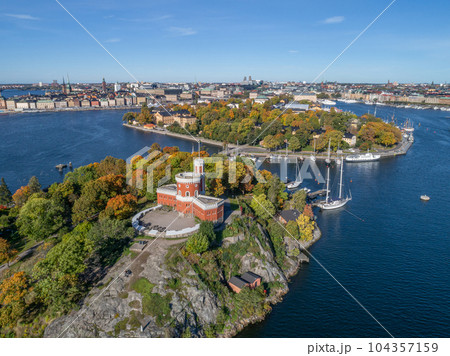 beautiful historical Kastellet citadel on islet Kastellholmen in central Stockholm Sweden 104357159