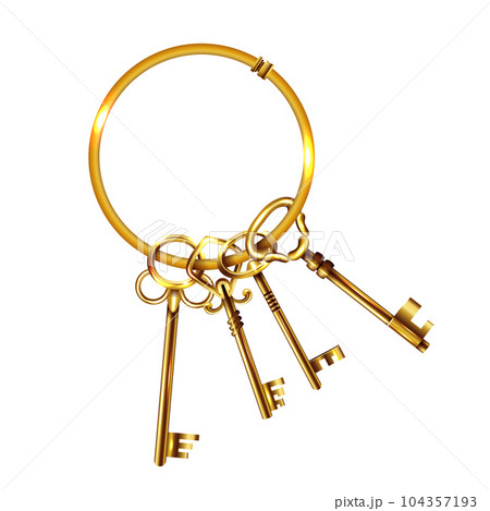 Realistic Vintage Keys Bunch Composition 104357193