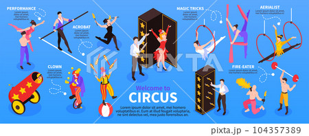 Isometric Circus Performers Infographics Isometric Circus Performers Infographics 104357389