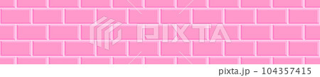Pink metro tile seamless pattern. Ceramic or stone brick wall background. Kitchen backsplash, baby girl room, bathroom or shower floor texture. Interior or exterior decoration Pink metro tile seamless pattern. Ceramic or stone brick wall background. Kitchen backsplash, baby girl room, bathroom or shower floor texture. Interior or exterior decoration 104357415