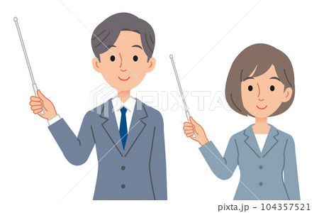 指し棒で説明するビジネスパーソン（男女 104357521