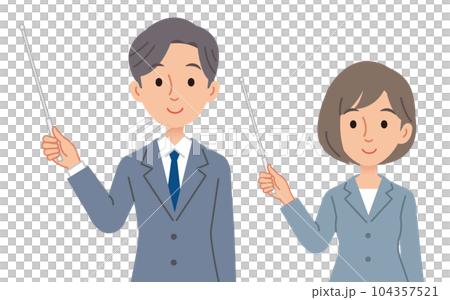 指し棒で説明するビジネスパーソン（男女 104357521