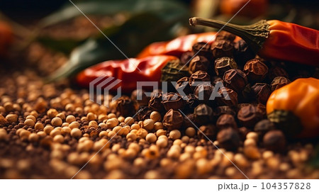 A close up of Pepper Seasoning with some spices A close up of Pepper Seasoning with some spices 104357828