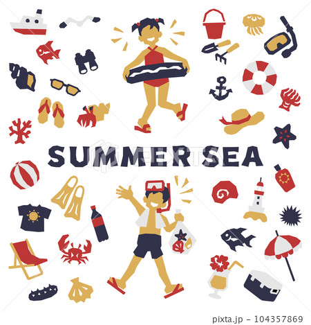 海の思い出切り絵 104357869