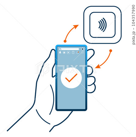 Contactless payments by mobile phone. Vector illustration isolated on white background. eps10 Contactless payments by mobile phone. Vector illustration isolated on white background. eps10 104357990