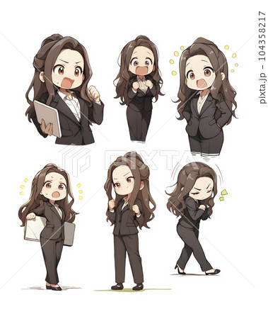 スーツ姿の女性の色々なバリエーションのイラスト(Generative AI) スーツ姿の女性の色々なバリエーションのイラスト(Generative AI) 104358217