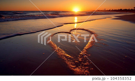 砂浜のハートマーク Generative AI 砂浜のハートマーク Generative AI 104358352