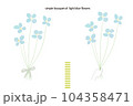 水色の花の花束、手に持っているタイプとリボンのセット 104358471