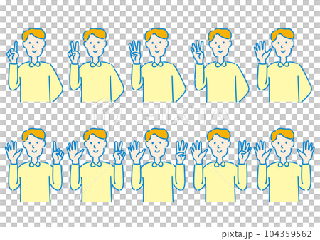 Man representing numbers on both sides 104359562