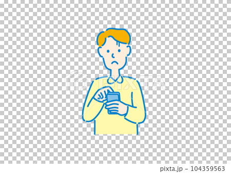 A man who is having trouble operating a smartphone 104359563