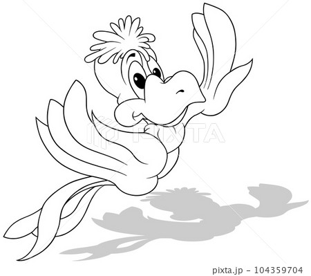 Drawing of a Flying Parrot with Outstretched Wings Drawing of a Flying Parrot with Outstretched Wings 104359704