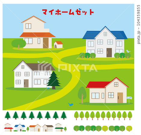 マイホームイラストセット マイホームイラストセット 104359855