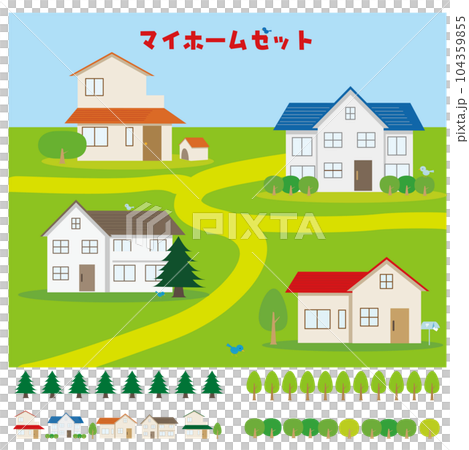マイホームイラストセット マイホームイラストセット 104359855