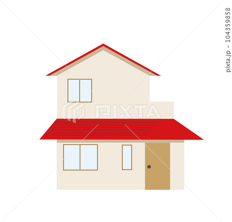 赤い屋根の一般的な家 104359858