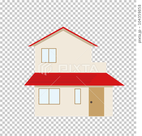 赤い屋根の一般的な家 104359858