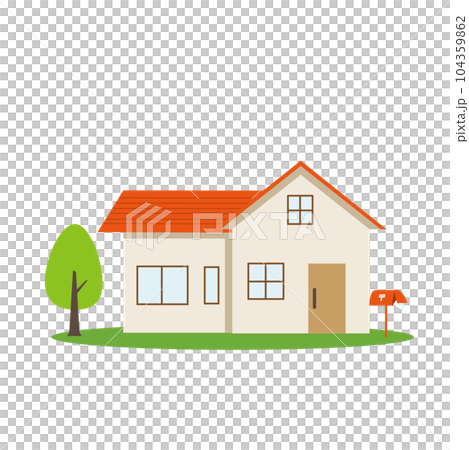オレンジの屋根の戸建ての家 オレンジの屋根の戸建ての家 104359862