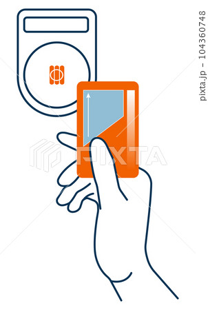 Contactless payment using IC card. Vector illustration isolated on white background. eps10 104360748