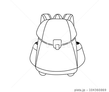 Outlined school backpack, Stock vector