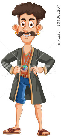 Middle age man cartoon character with mustache 104361207