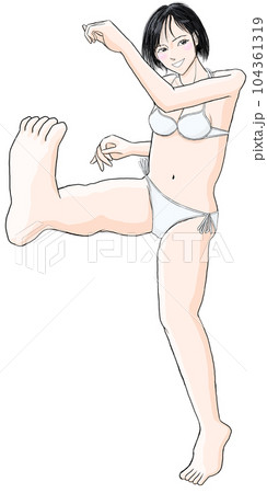 水着で足を蹴り上げる女の子04 104361319