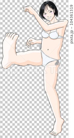水着で足を蹴り上げる女の子04 104361319