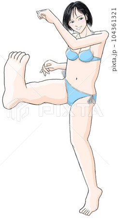 水着で足を蹴り上げる女の子03 水着で足を蹴り上げる女の子03 104361321