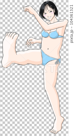 水着で足を蹴り上げる女の子03 水着で足を蹴り上げる女の子03 104361321