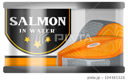 Salmon in water food can vector 104361328