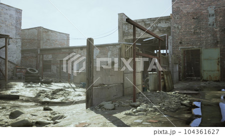 old shabby abandoned industrial buildings old shabby abandoned industrial buildings 104361627