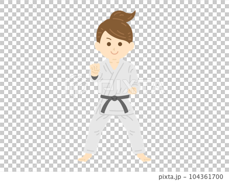 正拳突きをする、女性空手家のイラスト 104361700