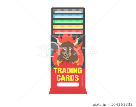 トレーディングカードの、ブースターパックの開封のイラスト トレーディングカードの、ブースターパックの開封のイラスト 104361832