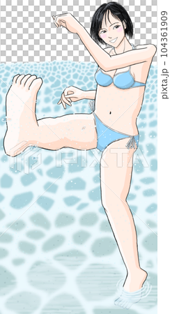 12歲女孩穿著泳衣踢起腳 104361909