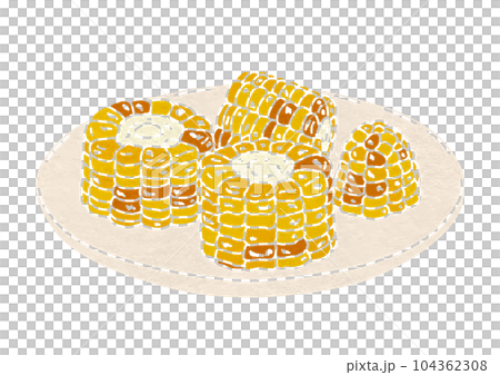 切好的烤玉米插圖（印刷風格） 104362308