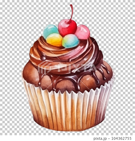 cupcake, watercolor, illustration, dessert, cake, muffin, sweet, Generative AI cupcake, watercolor, illustration, dessert, cake, muffin, sweet, Generative AI 104362755
