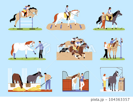 Horse And People Color Set 104363357